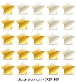 Five golden rating stars, vector illustration