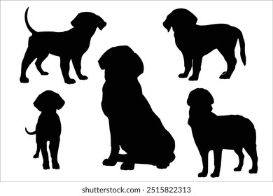 Five Golden Retriever Dog Black Silhouette