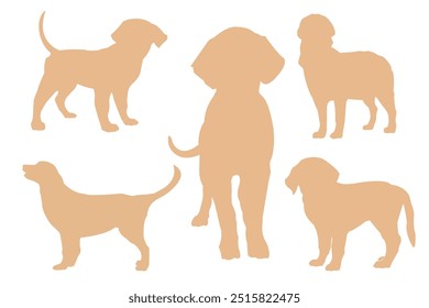 Five Golden Retriever Dog Silhouette