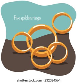 Five Golden Rings Twelve Days Of Christmas EPS 10 Vector Illustration