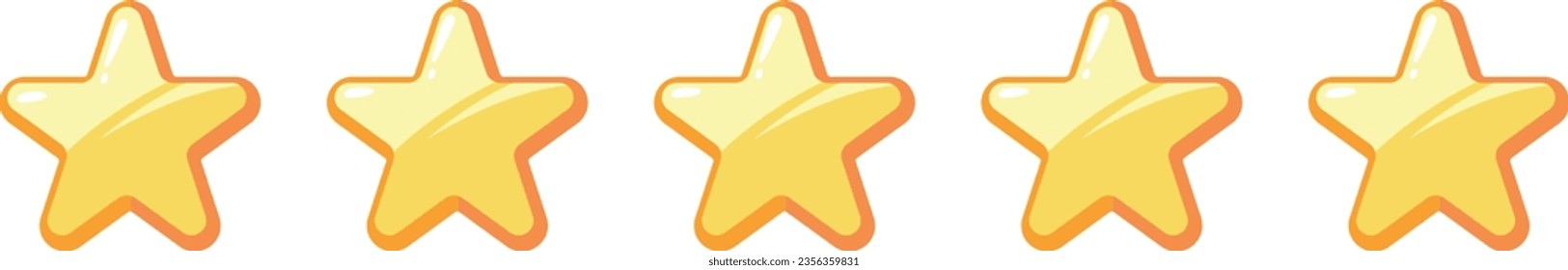 Five golden star. Cartoon rating chart element