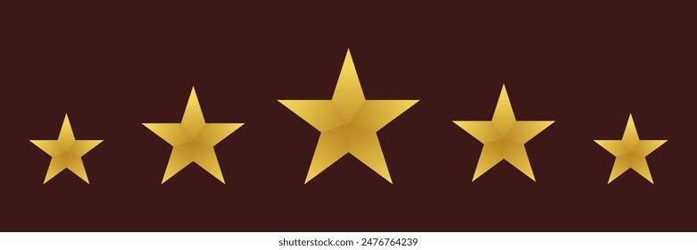 Cinco estrellas doradas, fondo marrón.