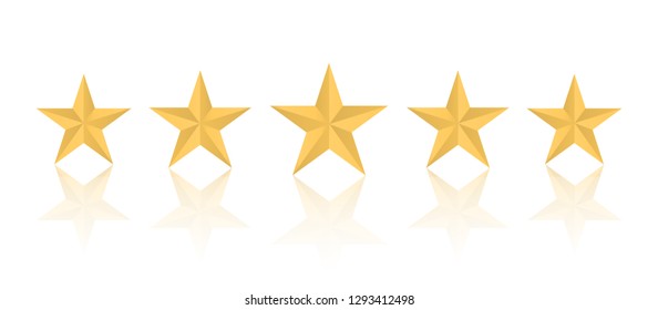 Five golden stars. Evaluation stars.