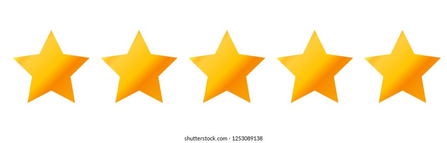 Five golden stars with gradient. Vector illustration.Flat design for business financial marketing banking advertising web concept cartoon illustration.