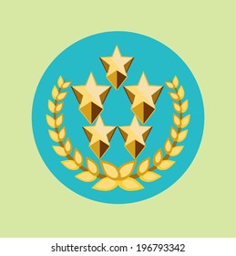 five golden stars and golden grains crown icon