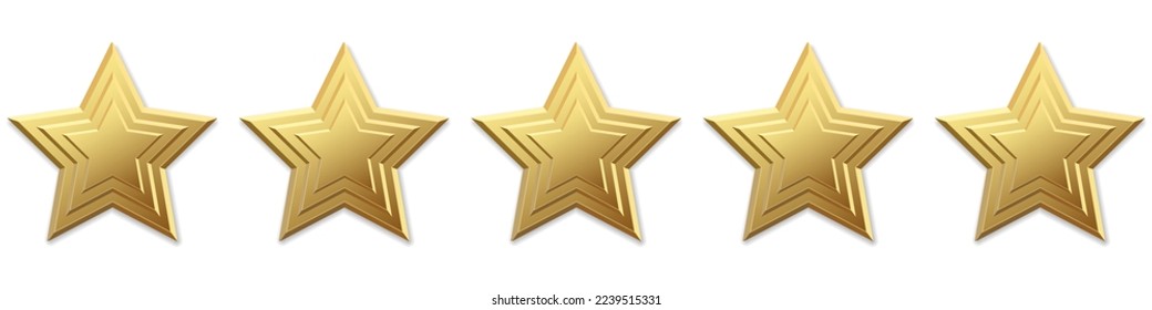 Five golden stars product rating review for apps and websites