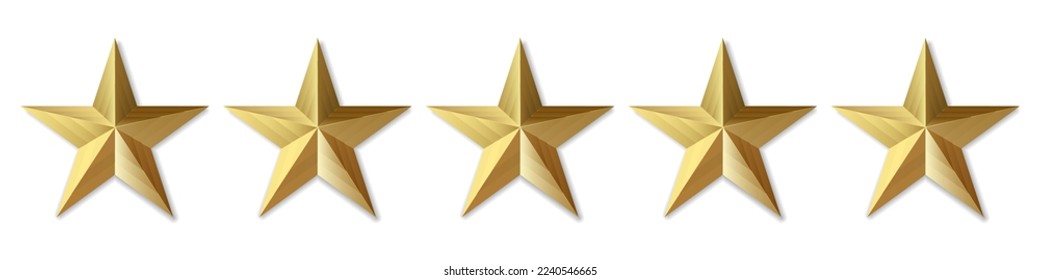 Five golden stars product rating review for apps and websites