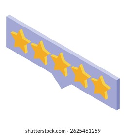 Five golden stars ranking representing excellent customer review and quality service or product