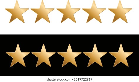 Five golden stars. Rating stars vector template