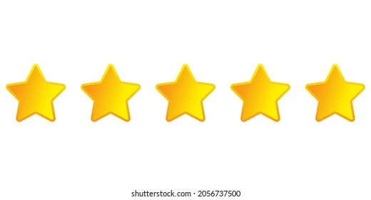 Five golden stars set. Communication concept. Winner award sign. Site design element. Vector illustration. Stock image. 