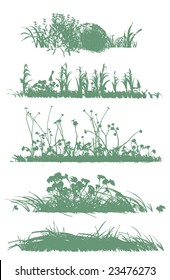 five grass silhouettes