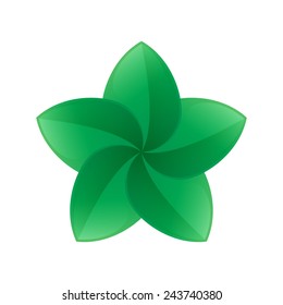 Five green leaves star logo icon