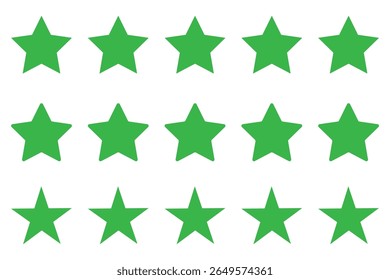  five green stars  rating icon. Product review flat icon for apps and websites .