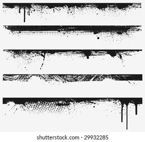 Five grunge edges. Every edge consists of several objects.