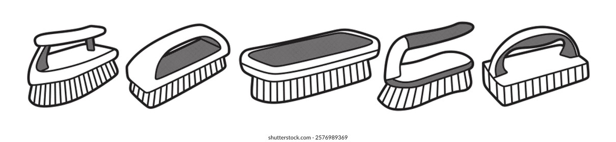 five hand brush images, simple vector