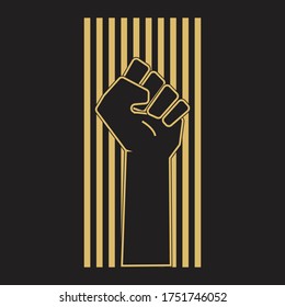 Five hand rising with line background For Black Lives Matter Vector Design