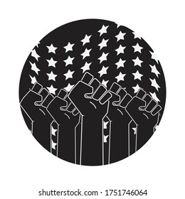 Five hand rising with stars background For Black Lives Matter Vector Design