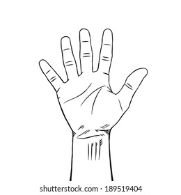 Five Hand sign : Outline vector