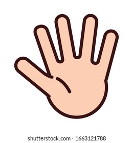 five hand signal line and fill style vector illustration design