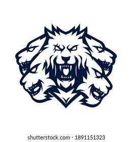 Five headed wolf mascot logo design vector	