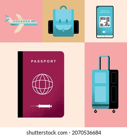 five health passport set icons