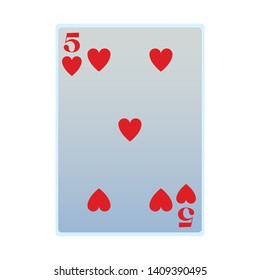 five of hearts card icon cartoon vector illustration graphic design