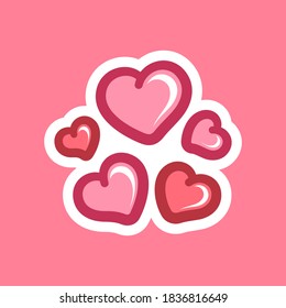 Five hearts icon design. Simple flat minimal vector illustration. Valentine's day, love, sign, symbol. 