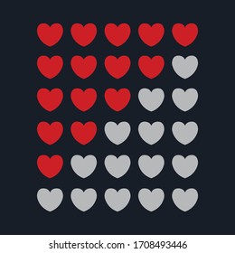 Five Hearts Icon Vector. Customer Product Rating Review Flat Symbol for Apps & Web