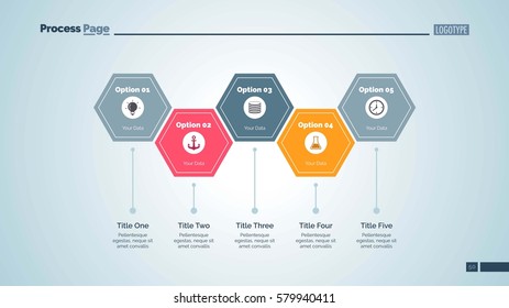 Five Hexagon Steps Slide Template