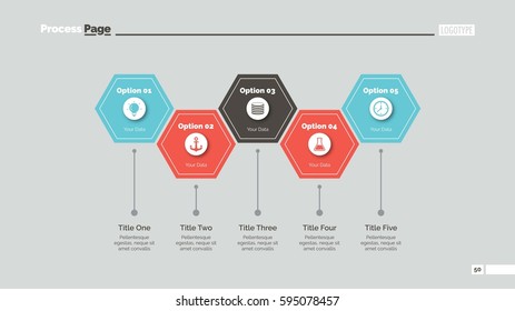 Five Hexagon Steps Slide Template
