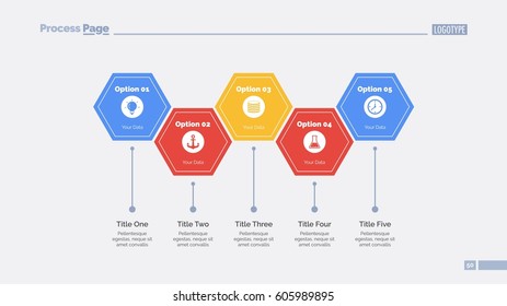 Five Hexagon Steps Slide Template