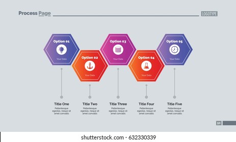 Five Hexagon Steps Slide Template