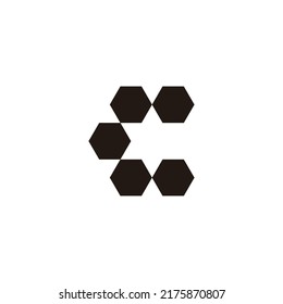 Letra C de cinco hexagones, símbolo geométrico hexágono simple vector de logotipo