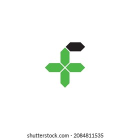 five hexagons letter F plus simple symbol logo vector