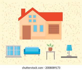cinco iconos del conjunto de mejoras de hogar