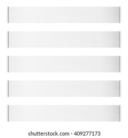 Five horizontal vector roll blank banners isolated on white background. Place for any message.