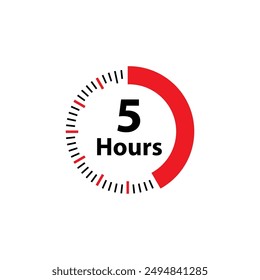 Cinco horas, 5 horas de Ilustración vectorial de iconos de tiempo.