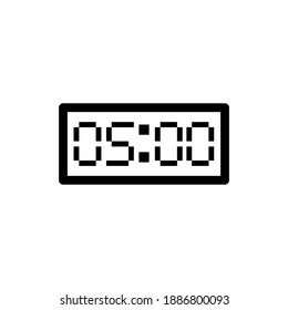 Five hours. Vector illustration of a digital clock with digital numbers. Isolated on an editable blank background.