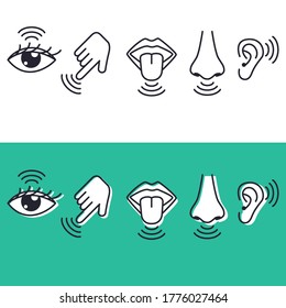 Five human senses icon cartoon vector illustration