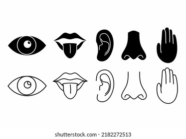 Five Human Senses Icons Set Isolated Stock Vector (Royalty Free ...