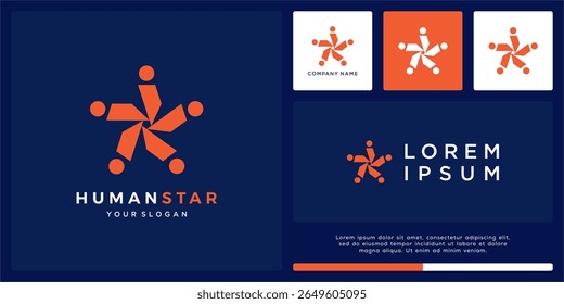 Five human star logo design