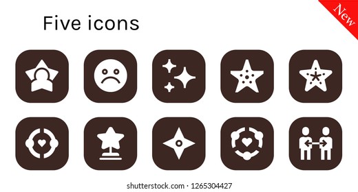  five icon set. 10 filled five icons. Simple modern icons about  - Star, Unhappy, Stars, Starfish, Friendship
