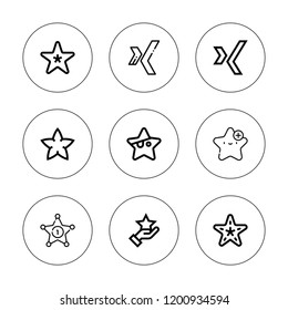 Conjunto de cinco iconos. colección de 9 iconos contorno cinco con iconos estrella, estrella de mar. iconos editables.