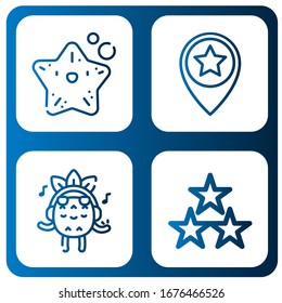 five icon set. Collection of Starfish, Star, Listening, Stars icons