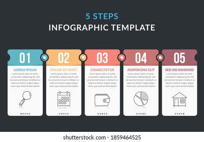 Five infographic elements with numbers, icons and place for your text, workflow, process chart, steps or options, vector eps10 illustration