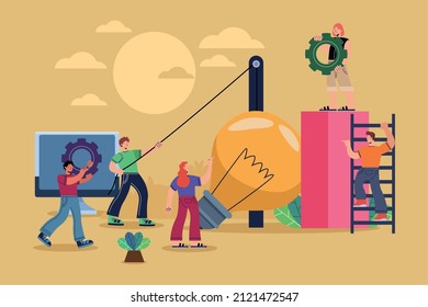 cinco personajes del grupo de personas innovadoras