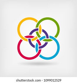 Five Interlocked Circles Symbol. Vector Illustration - Eps 10