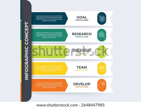 Five Item Infographic. Flowchart diagram