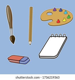 Cinco ítems para artistas en forma de stickers.