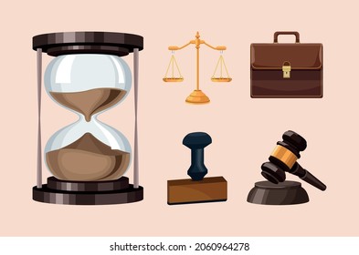 five law justice set icons
